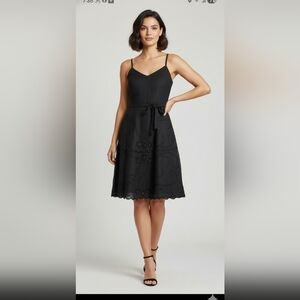 Ann Taylor LOFT Women’s Dress Black Size 14 Floral Embroidery Sleeveless